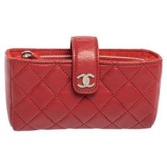 Chanel Red Quilted Leather CC Phone Pouch