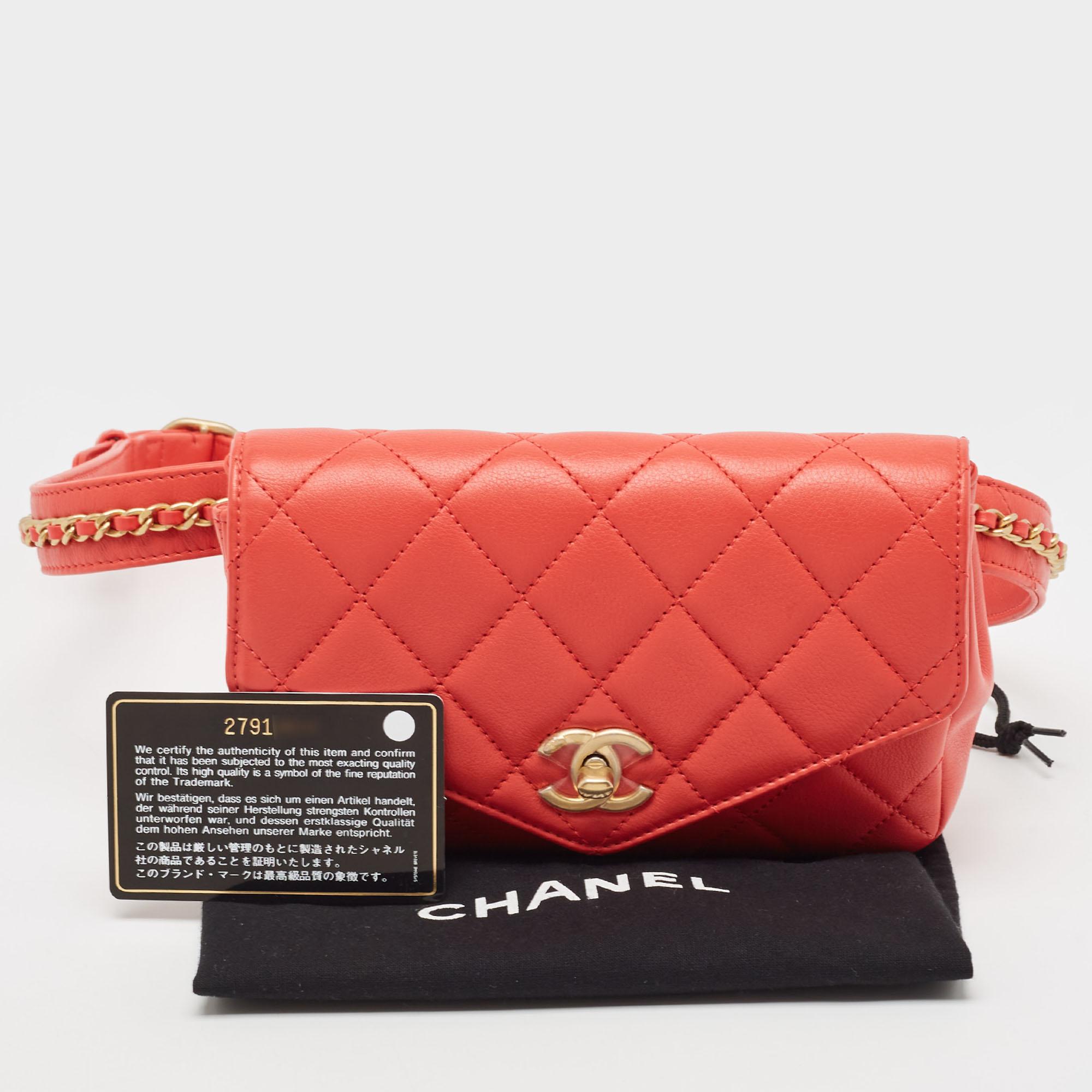 Chanel Red Quilted Leather CC Waist Belt Bag 6