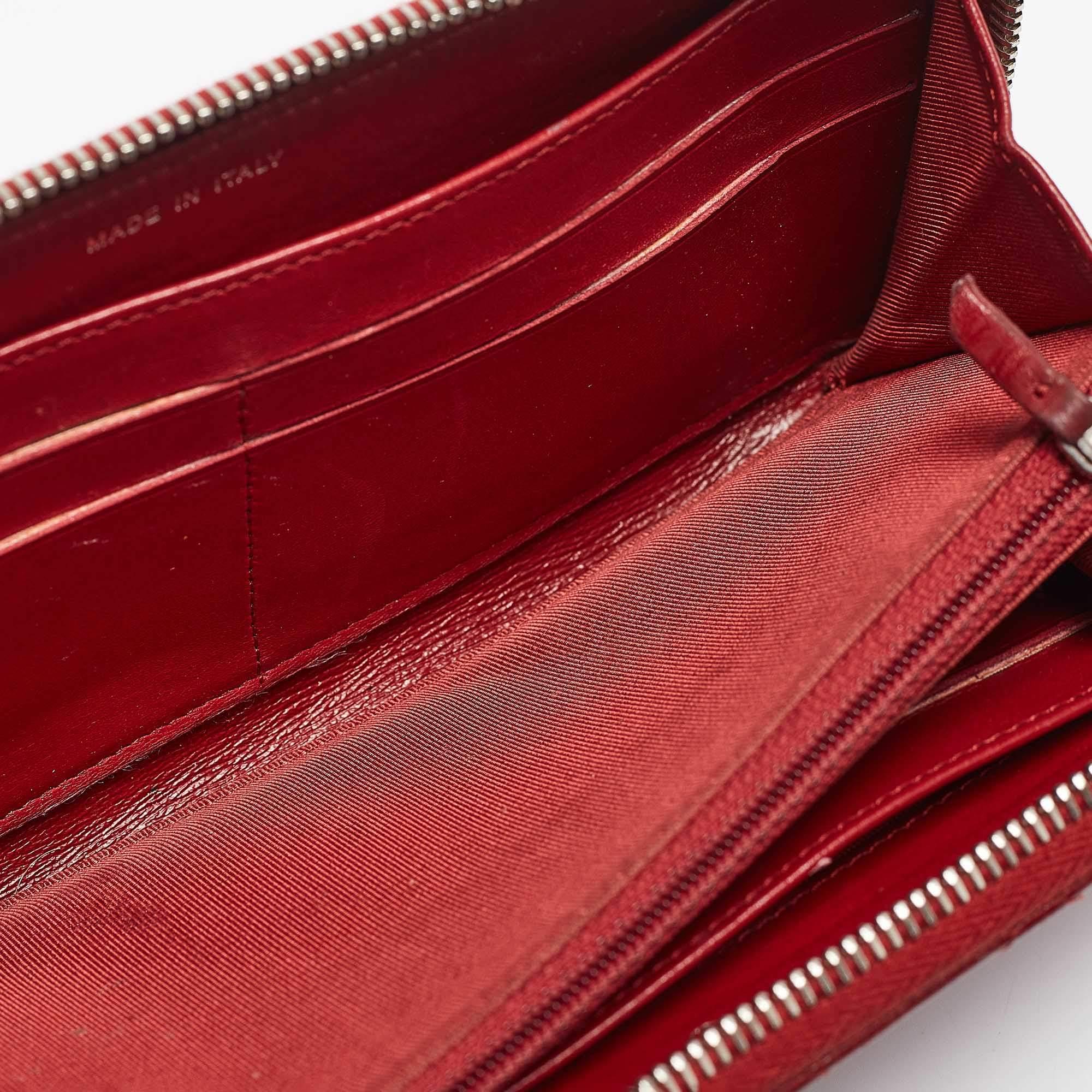 Chanel Red Quilted Leather CC Zip Continental Wallet 4