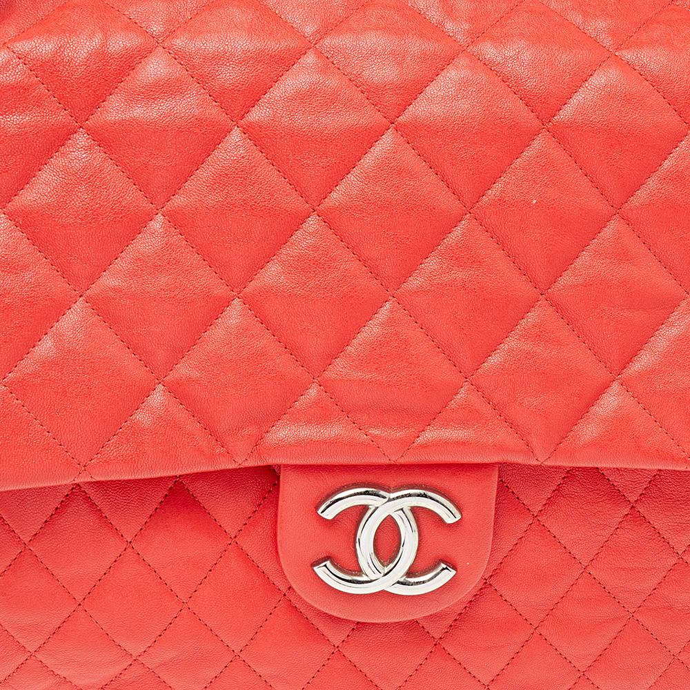 Chanel Red Quilted Leather Classic Single Flap Shoulder Bag 7