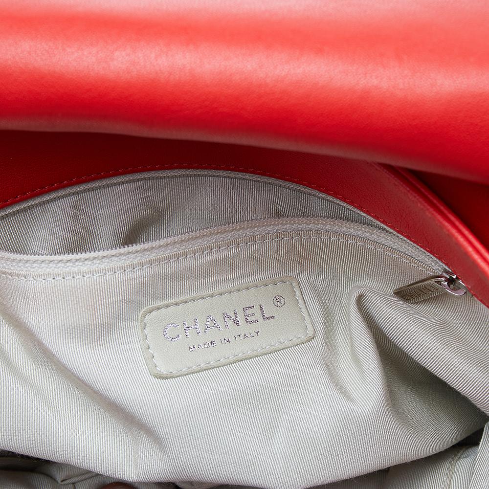 Chanel Red Quilted Leather Classic Single Flap Shoulder Bag 3