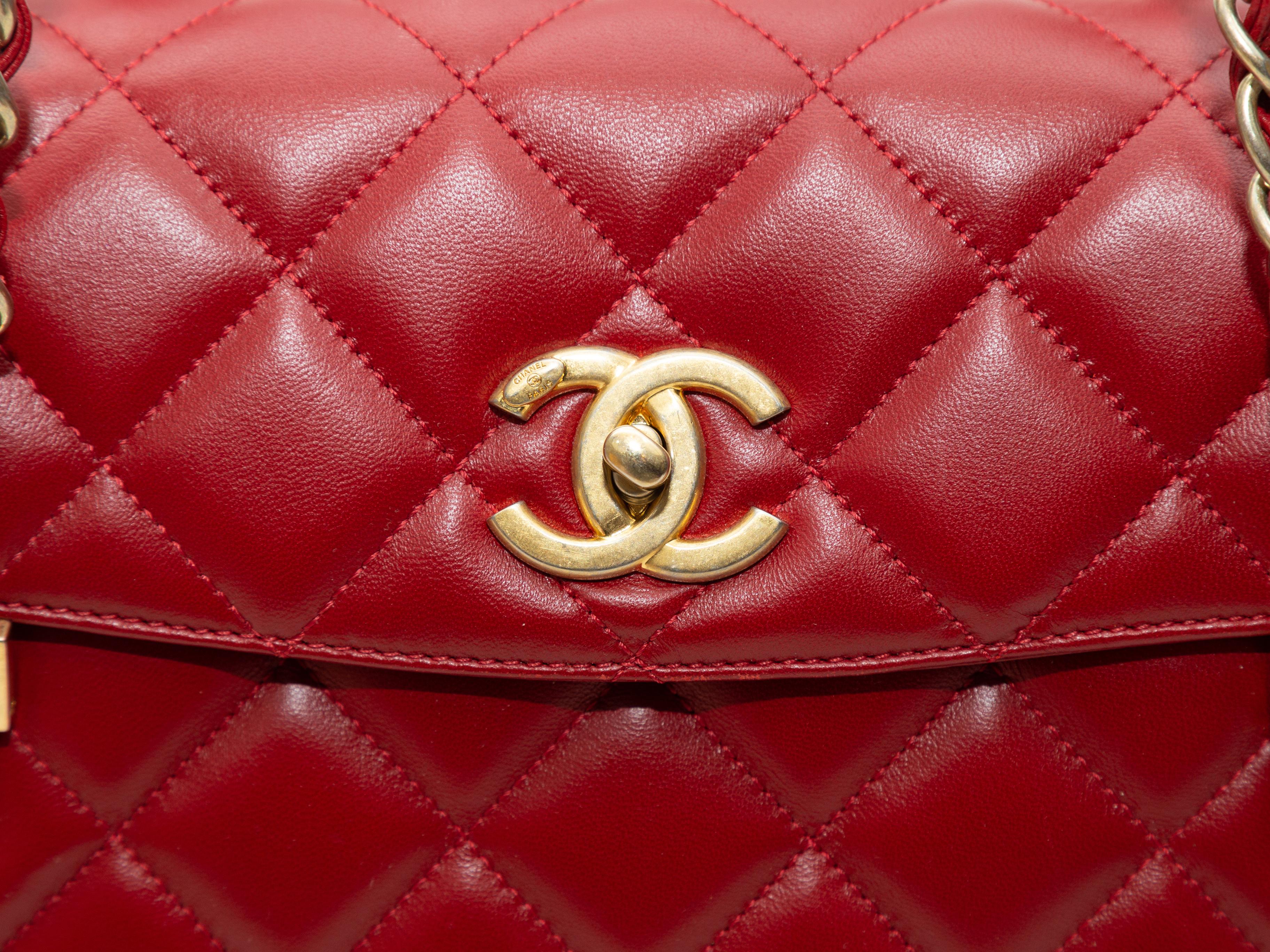 Chanel Red Quilted Leather Flap Bag In Excellent Condition In New York, NY