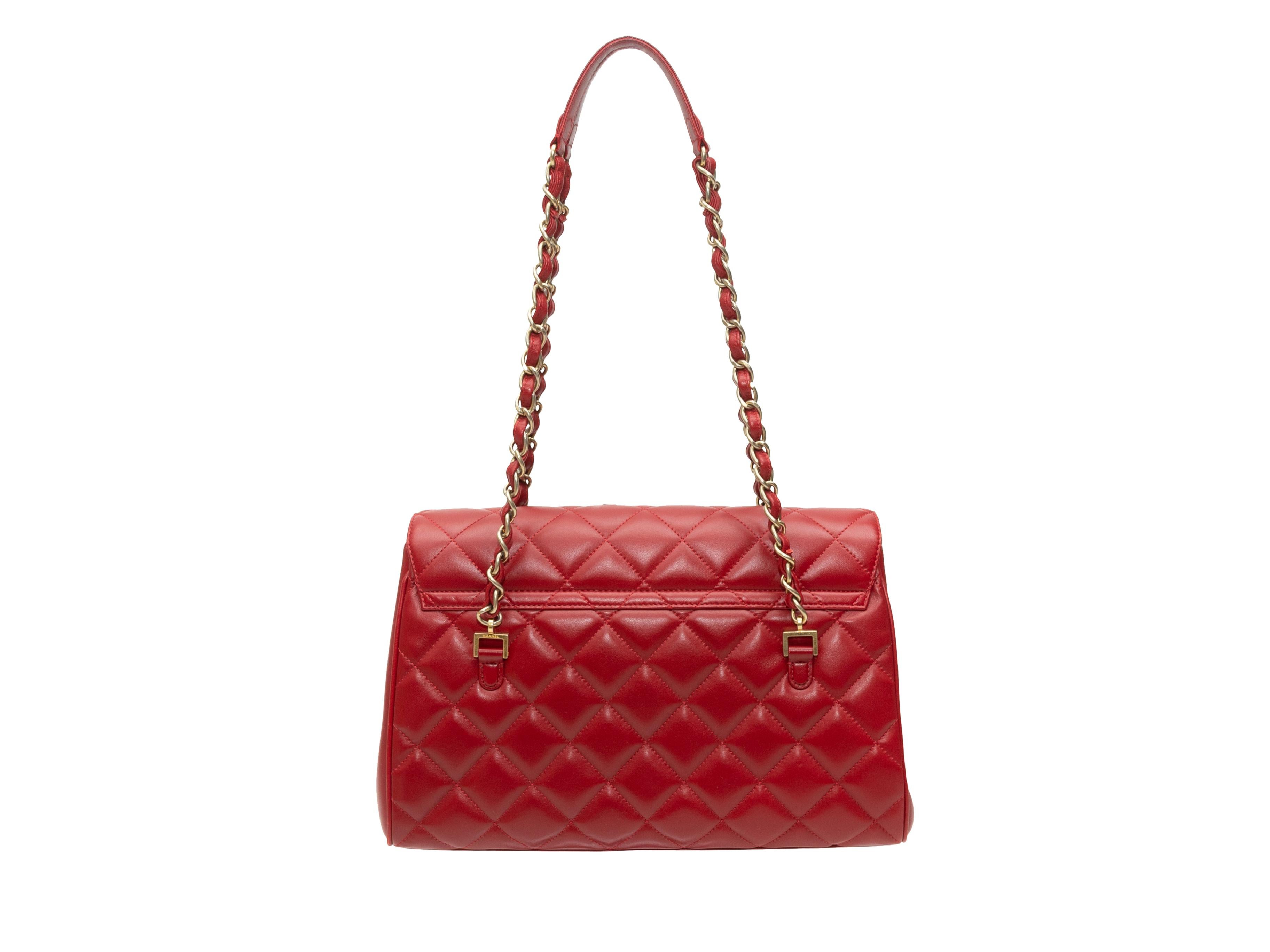 Chanel Red Quilted Leather Flap Bag 1