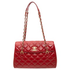 Chanel Red Quilted Leather Flap Bag