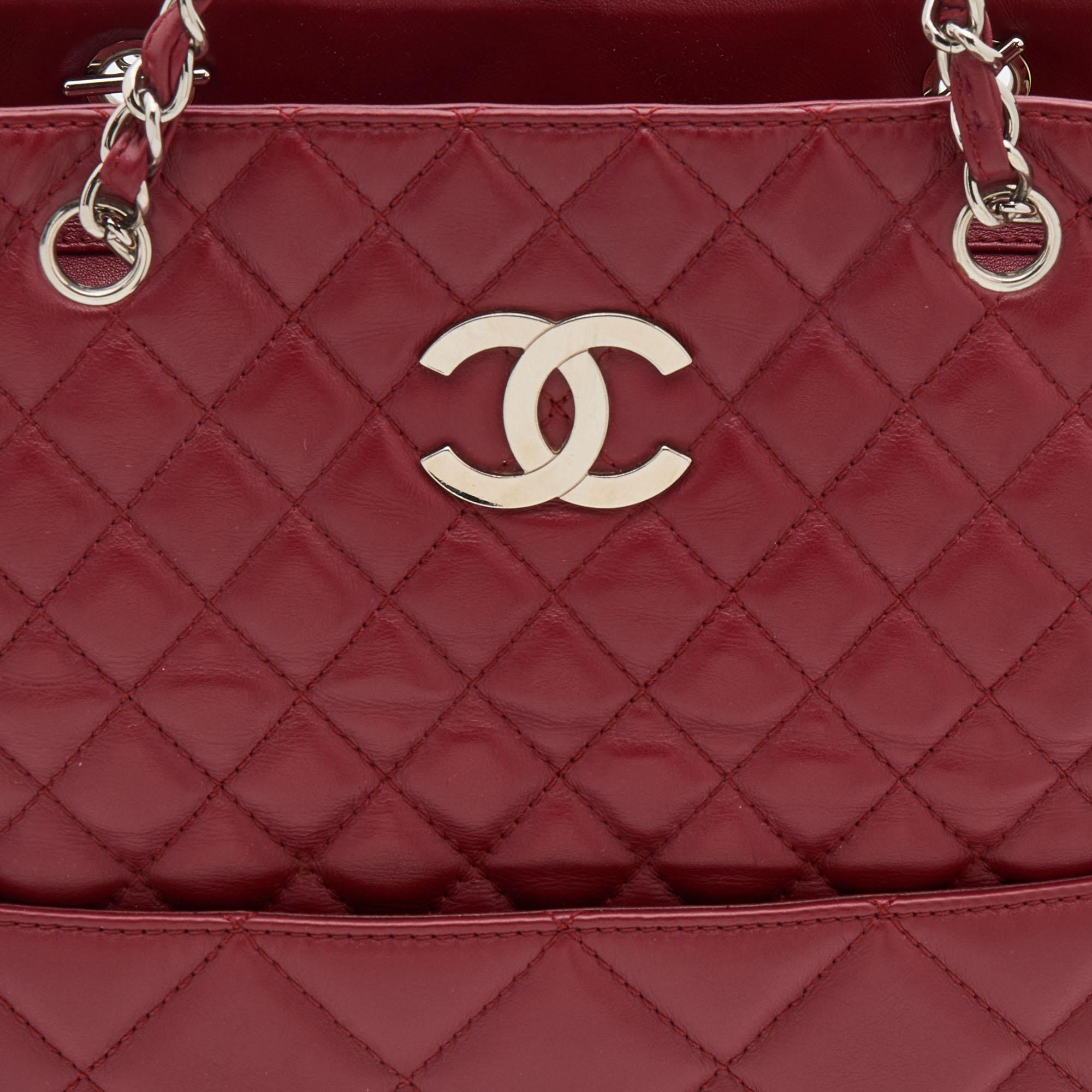 Chanel Red Quilted Leather In-The-Business North South Bag 6