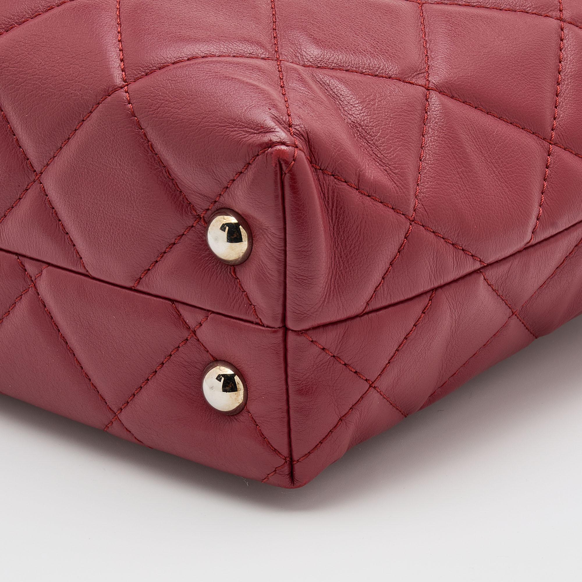 Chanel Red Quilted Leather In-The-Business North South Bag 7