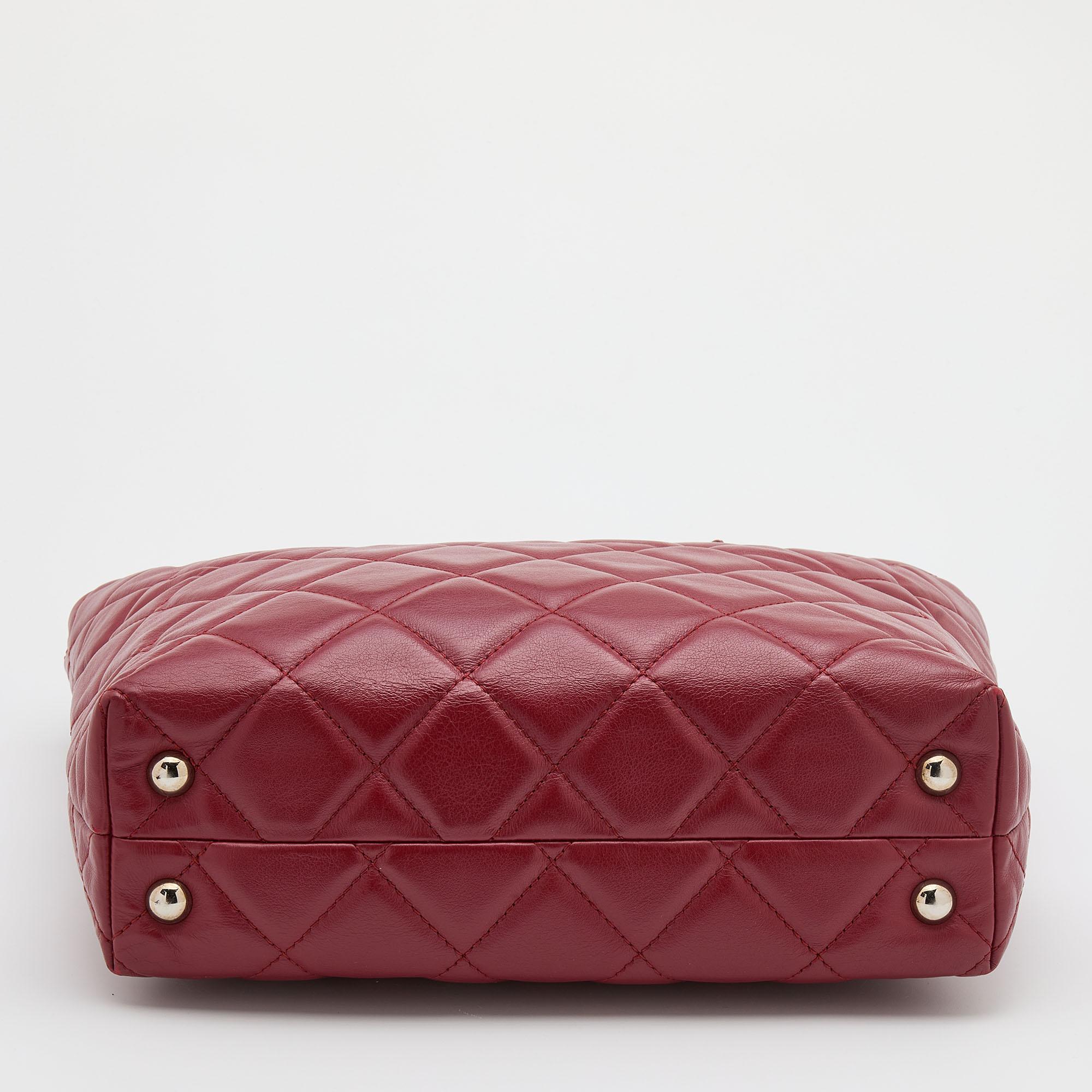 Women's Chanel Red Quilted Leather In-The-Business North South Bag