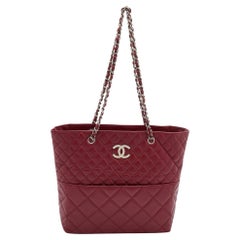 Chanel Red Quilted Leather In-The-Business North South Bag