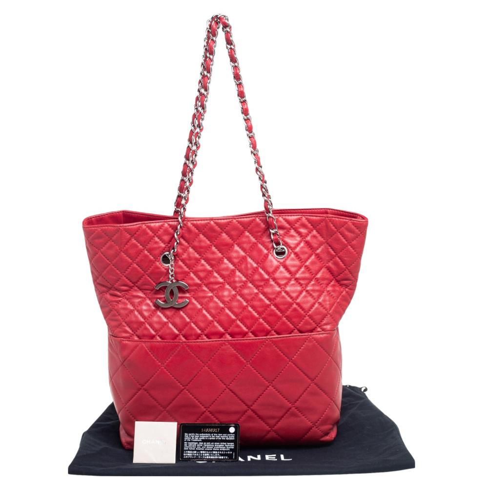 Chanel Red Quilted Leather In The Business North South Tote 7