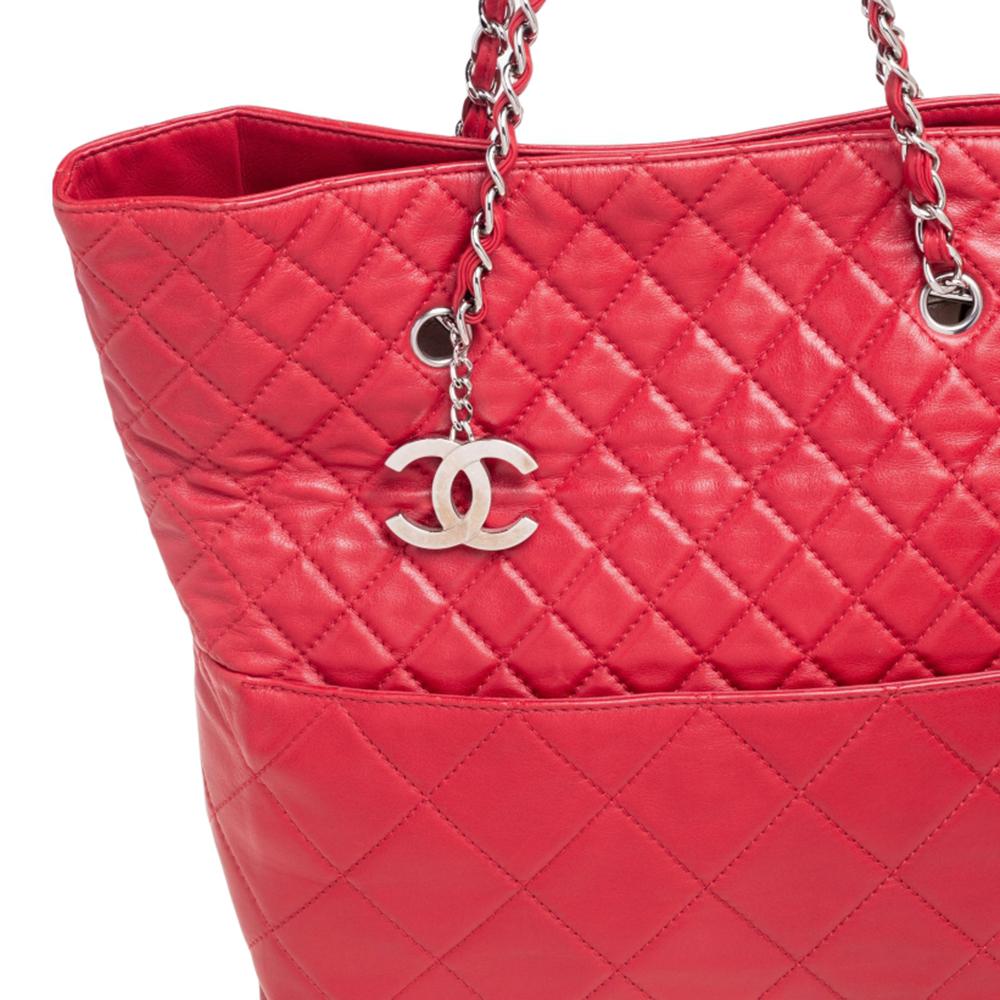 Chanel Red Quilted Leather In The Business North South Tote 2