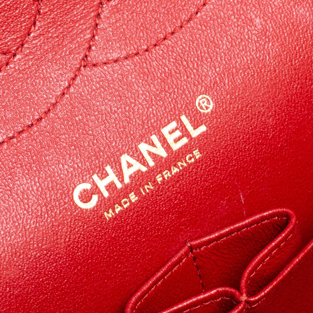 Chanel Red Quilted Leather Jumbo Classic Double Flap Bag 6