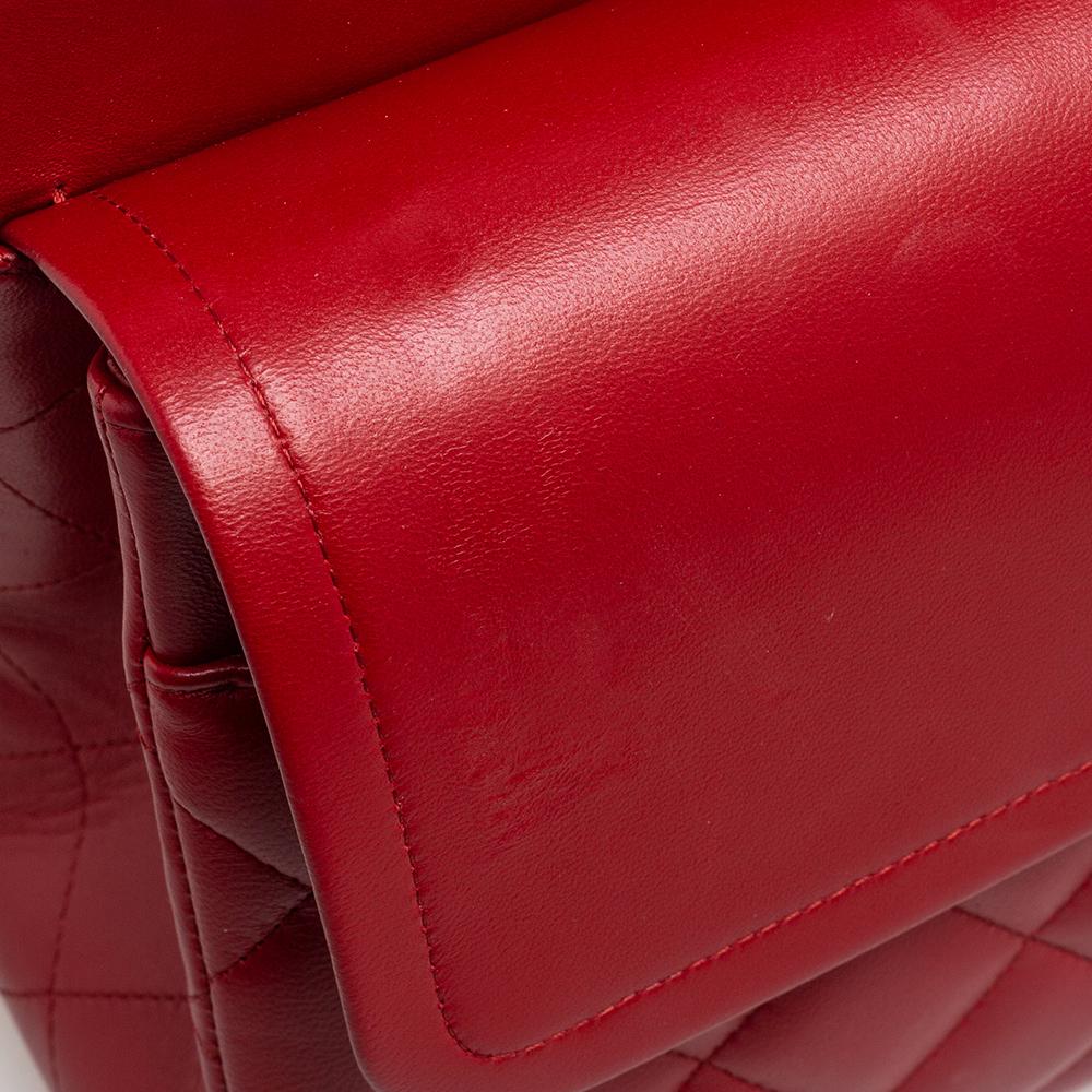 Chanel Red Quilted Leather Jumbo Classic Double Flap Bag 9