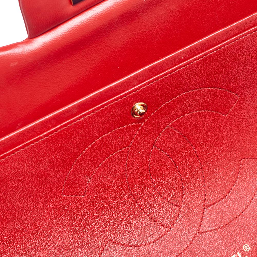 Chanel Red Quilted Leather Jumbo Classic Double Flap Bag 2