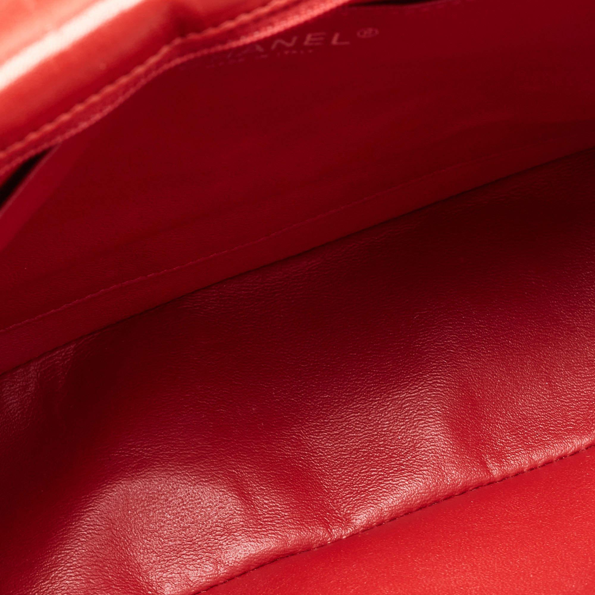 Chanel Red Quilted Leather Jumbo Classic Single Flap Bag 11