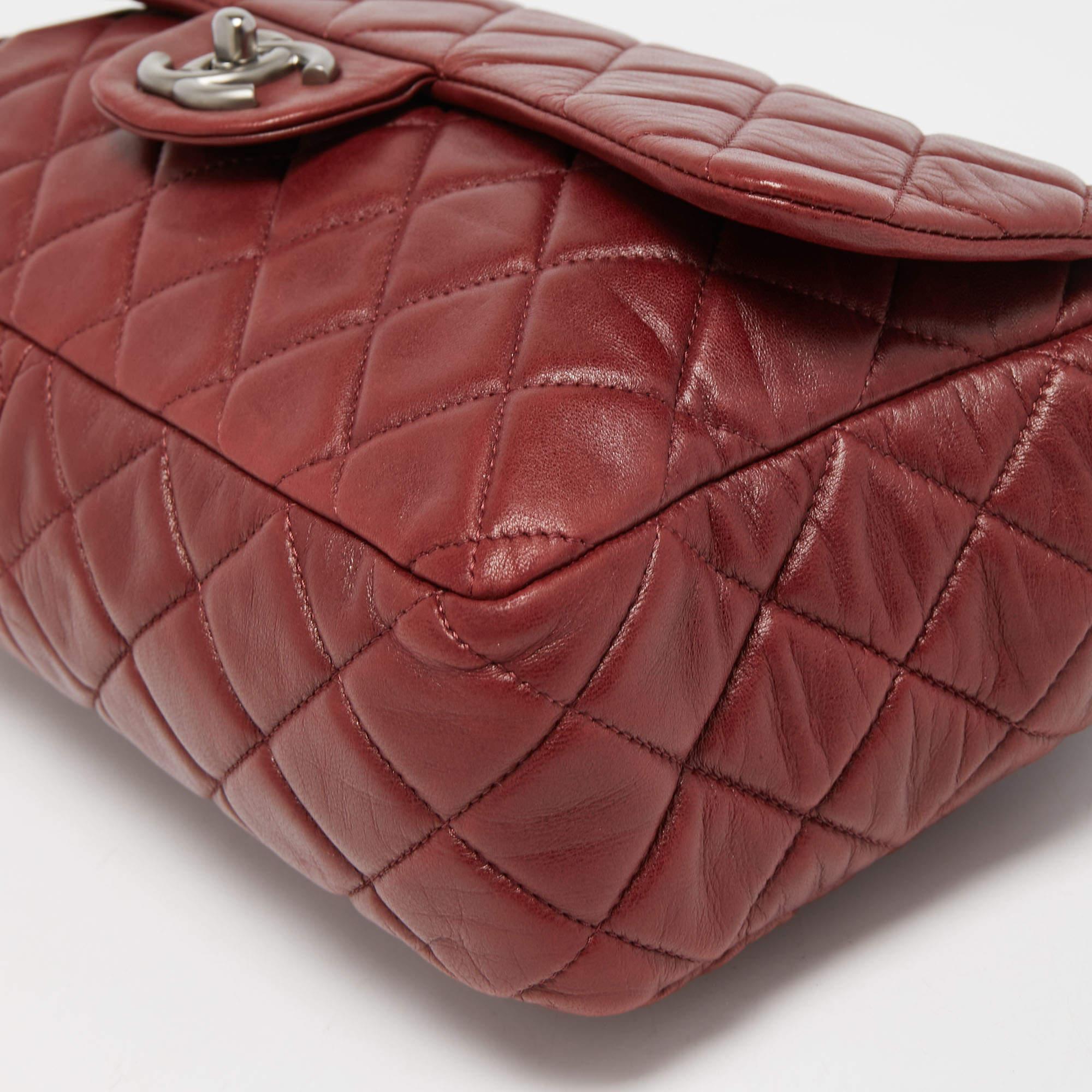 Chanel Red Quilted Leather Jumbo Classic Single Flap Bag For Sale 1