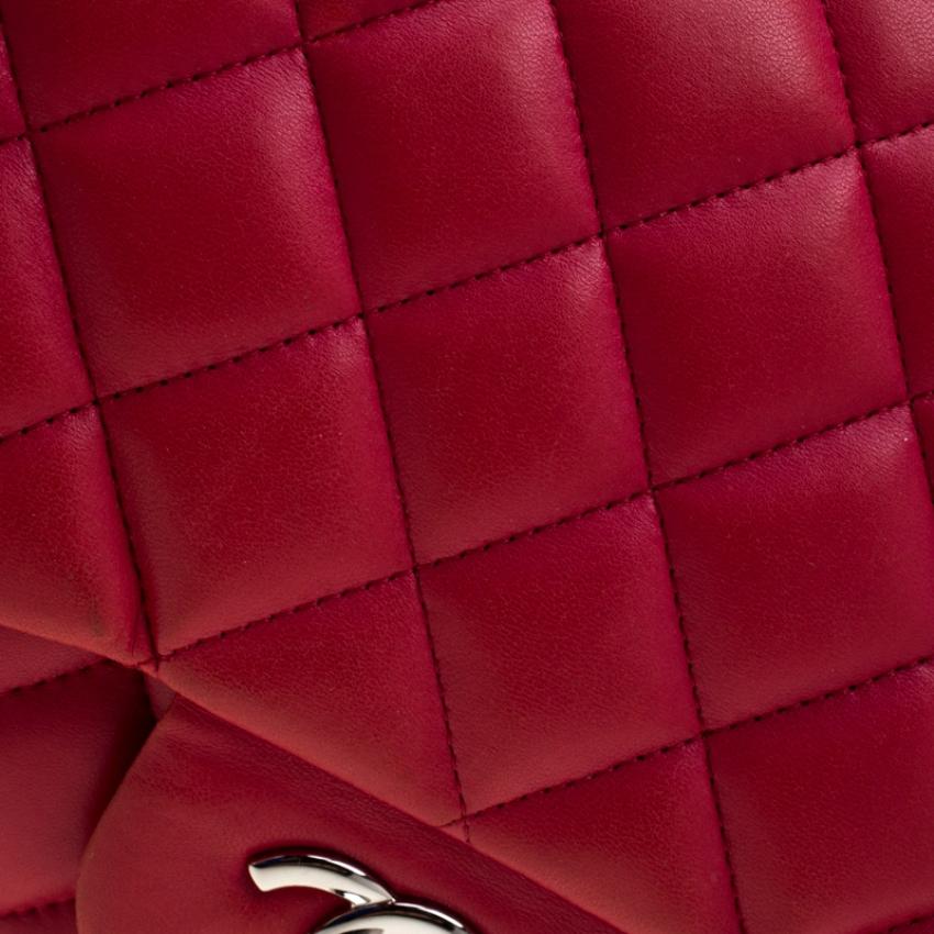 Chanel Red Quilted Leather Jumbo Classic Single Flap Bag 4