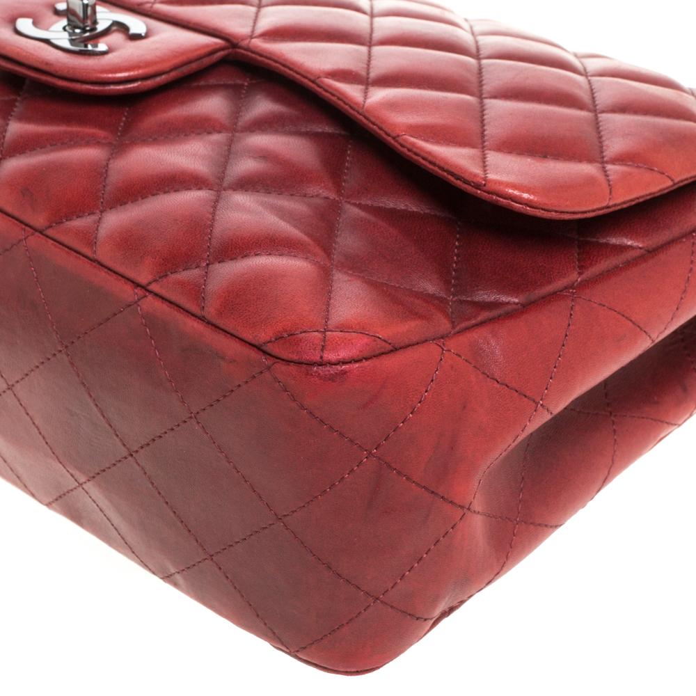 Chanel Red Quilted Leather Jumbo Classic Single Flap Shoulder Bag 5
