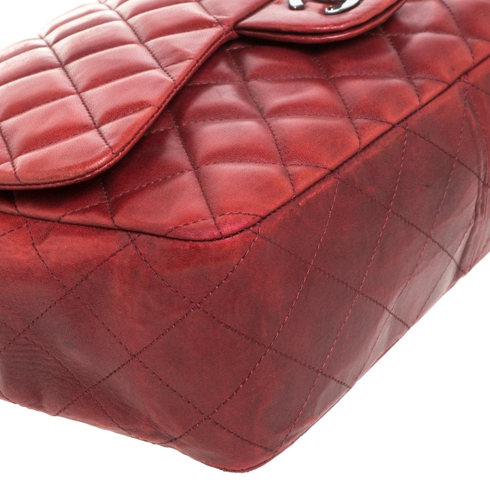Chanel Red Quilted Leather Jumbo Classic Single Flap Shoulder Bag 4