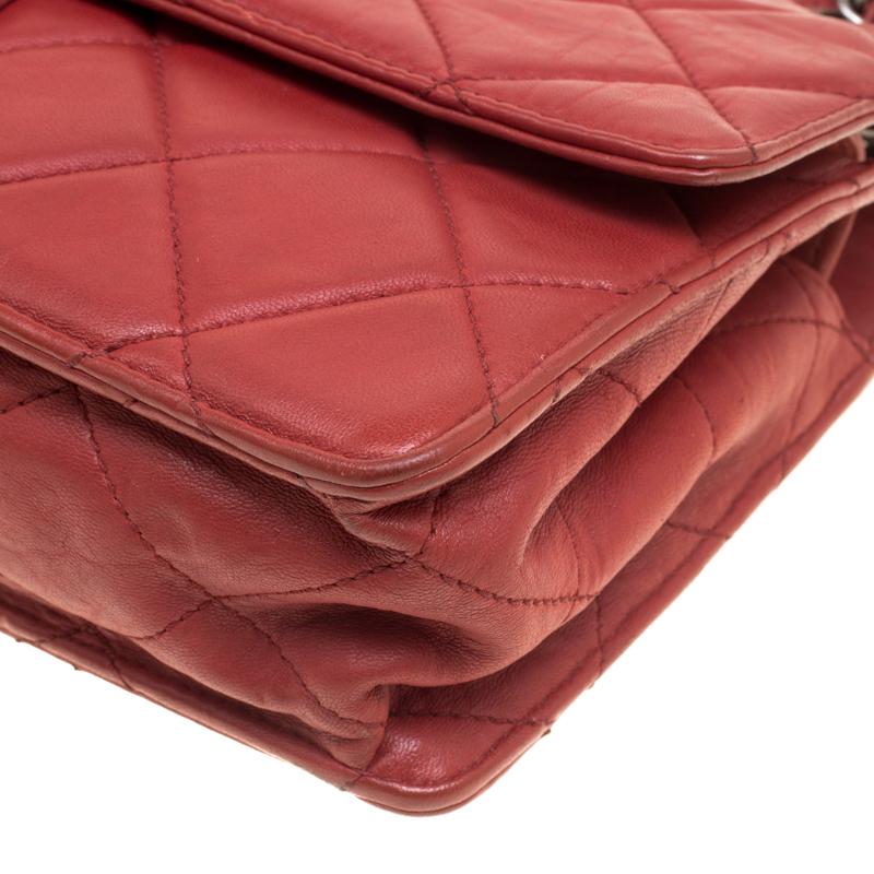 Chanel Red Quilted Leather Jumbo Takeaway Flap Bag 6