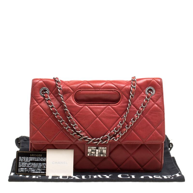 Chanel Red Quilted Leather Jumbo Takeaway Flap Bag 7