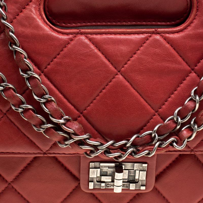 Women's Chanel Red Quilted Leather Jumbo Takeaway Flap Bag