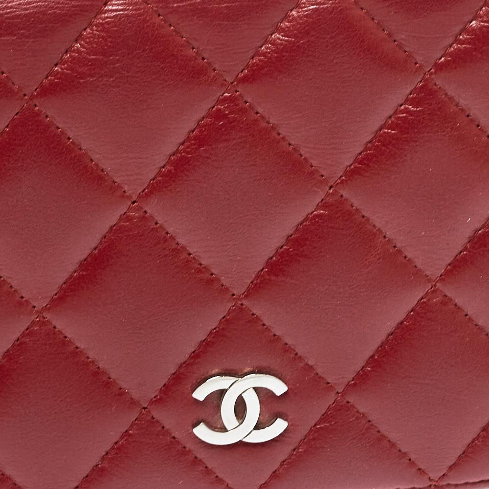 Chanel Red Quilted Leather L Yen Continental Wallet 4