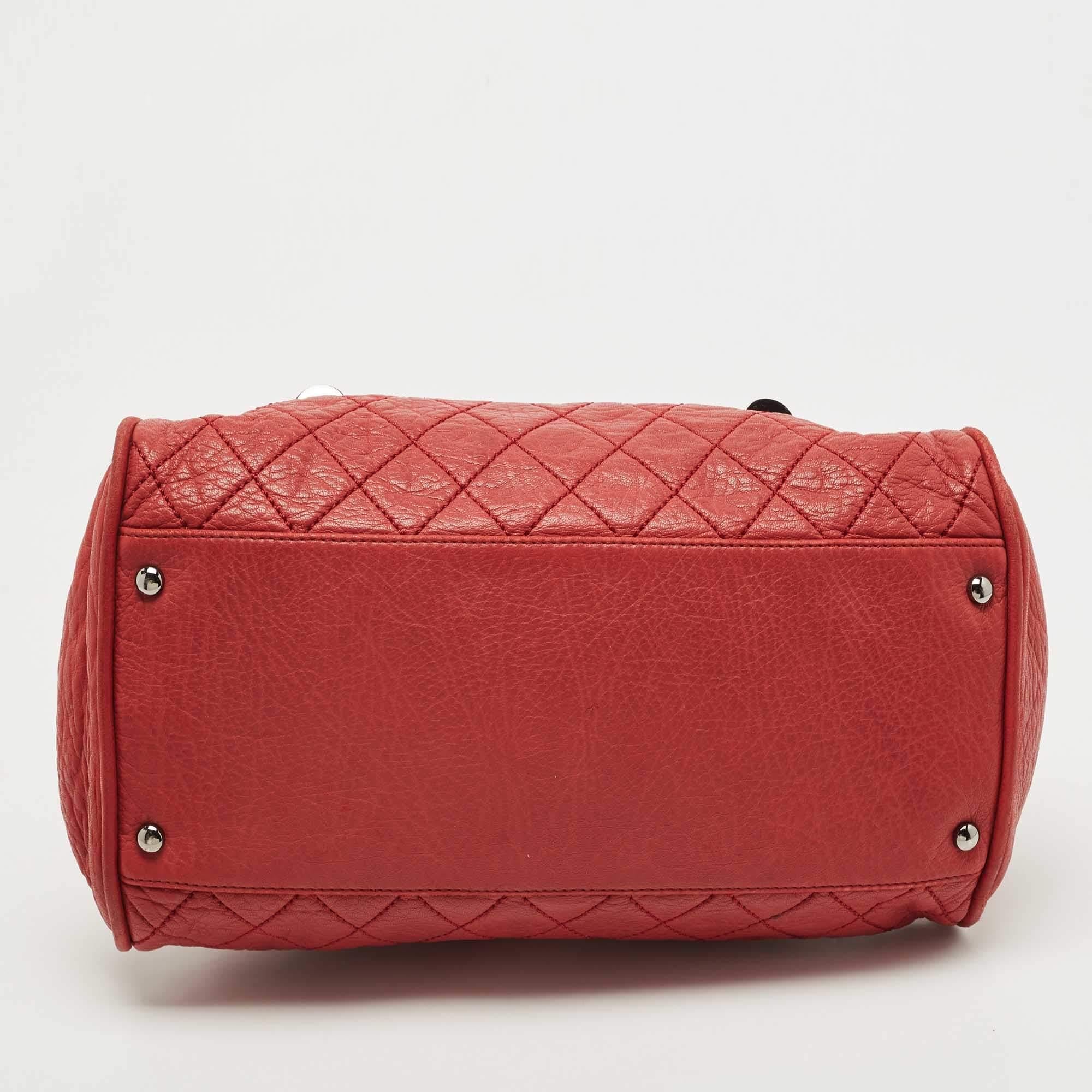 Chanel Red Quilted Leather Lady Braid Bowler Bag 1