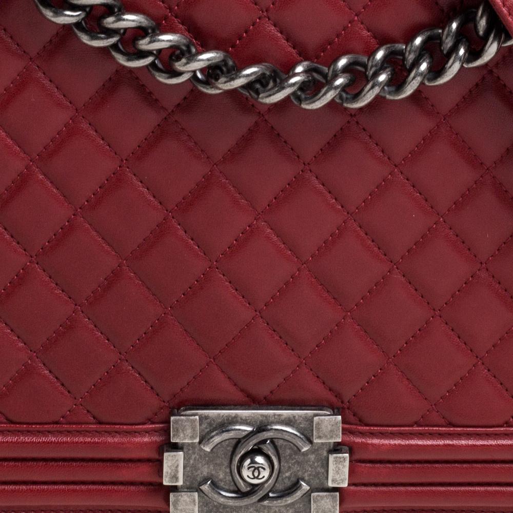 Chanel Red Quilted Leather Large Boy Flap Bag 2