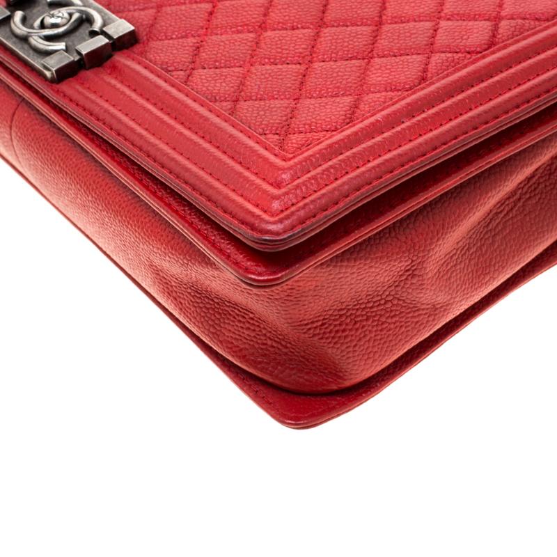 Chanel Red Quilted Leather Large Boy Flap Bag 2