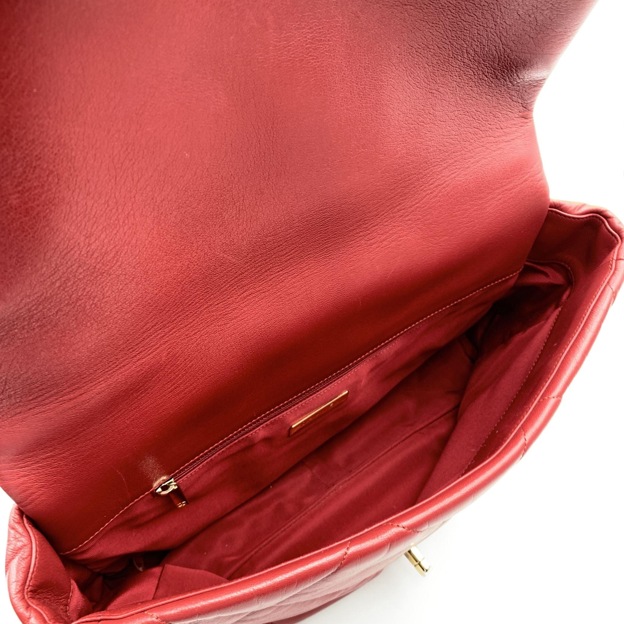 Women's Chanel Red Quilted Leather Maxi 19 Flap Shoulder Bag