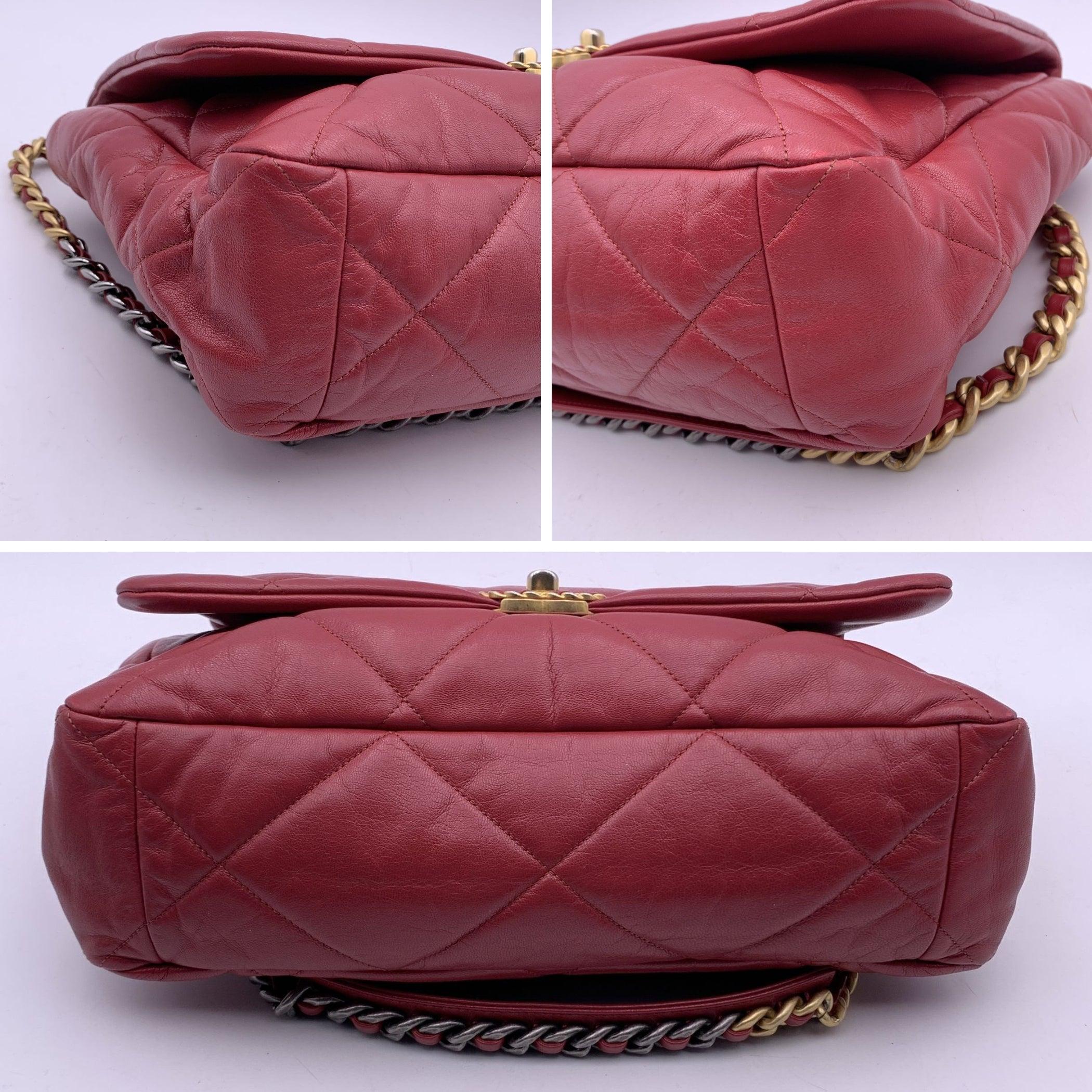 Chanel Red Quilted Leather Maxi 19 Flap Shoulder Bag 1