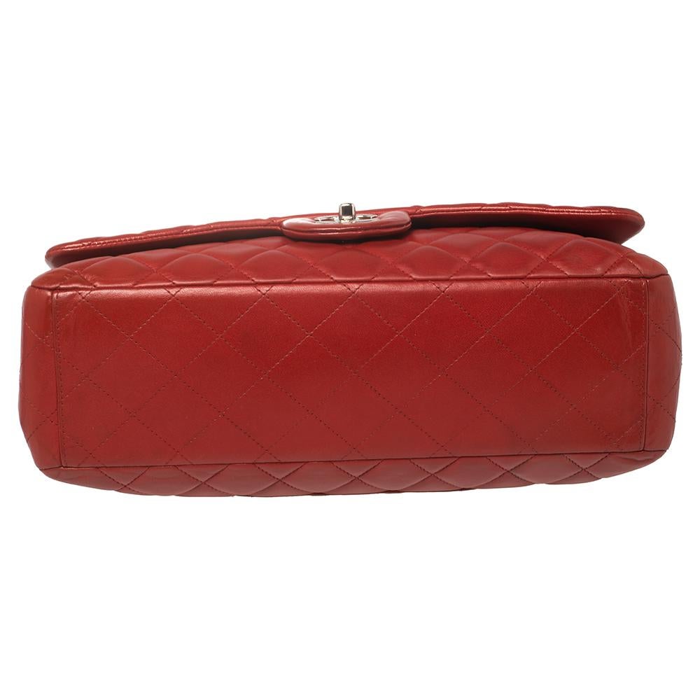 Chanel Red Quilted Leather Maxi Classic Double Flap Bag 1
