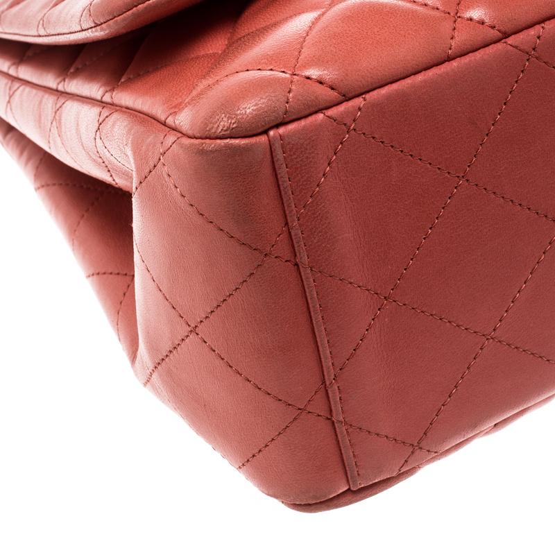 Chanel Red Quilted Leather Maxi Classic Single Flap Bag 5
