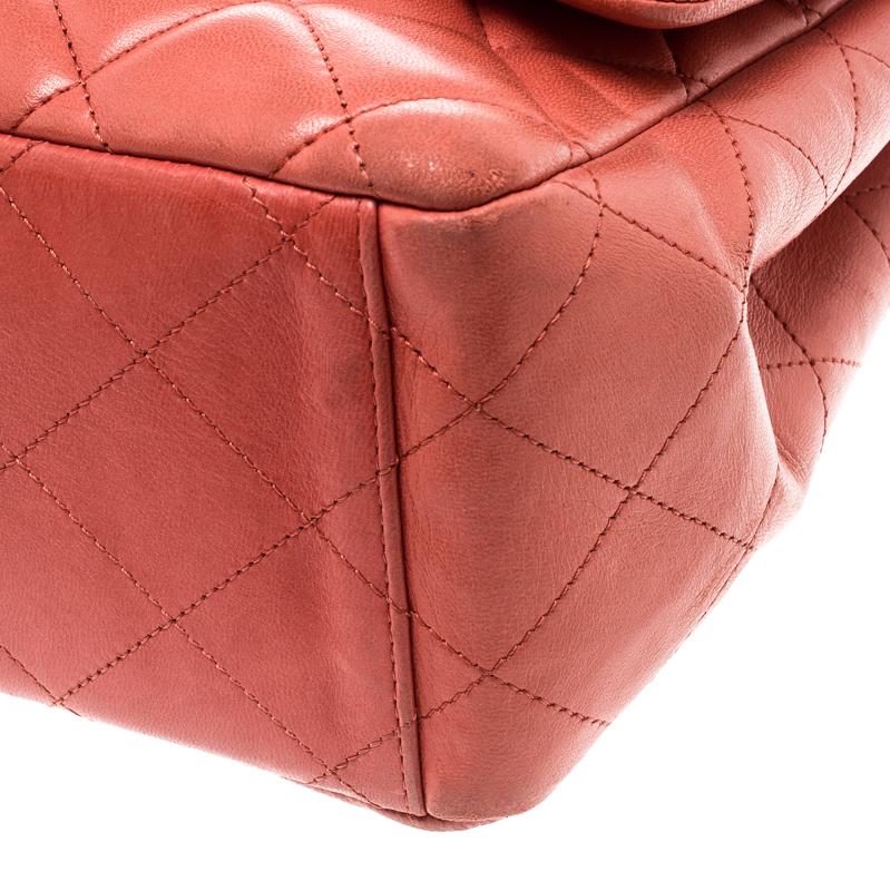 Chanel Red Quilted Leather Maxi Classic Single Flap Bag 6