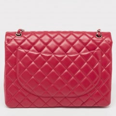 Chanel Red Quilted Leather Maxi Classic Single Flap Bag