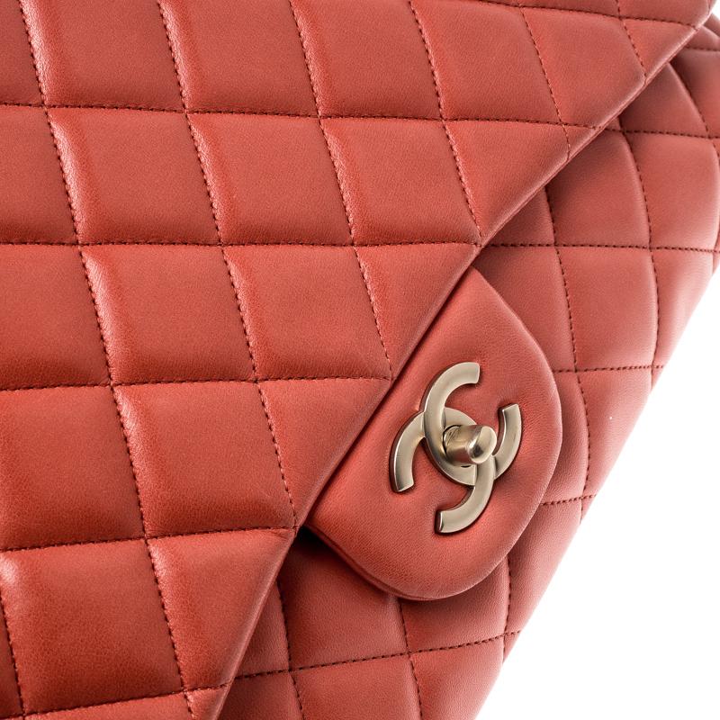 Women's Chanel Red Quilted Leather Maxi Classic Single Flap Bag