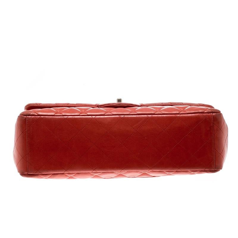 Chanel Red Quilted Leather Maxi Classic Single Flap Bag 1