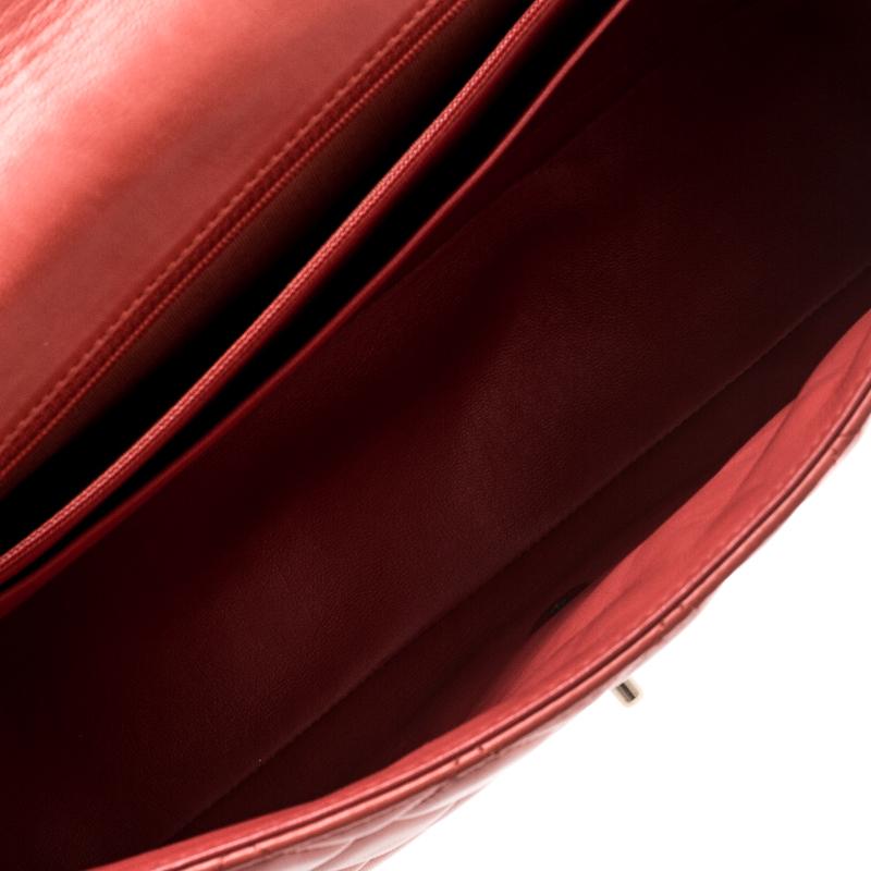 Chanel Red Quilted Leather Maxi Classic Single Flap Bag 2