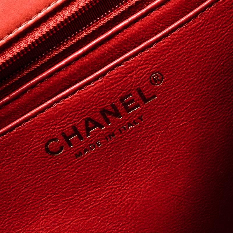Chanel Red Quilted Leather Maxi Classic Single Flap Bag 4