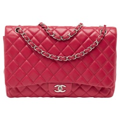 Chanel Red Quilted Leather Maxi Classic Single Flap Bag