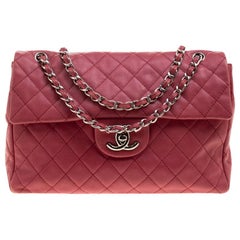 Chanel Red Quilted Leather Maxi Jumbo XL Classic Flap Bag