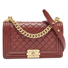 Chanel Red Quilted Leather Medium Boy Flap Bag