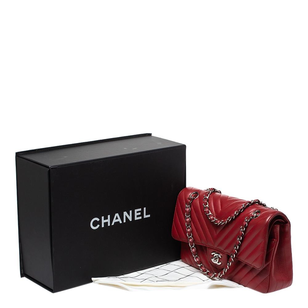 Chanel Red Quilted Leather Medium Classic Double Flap Bag 9