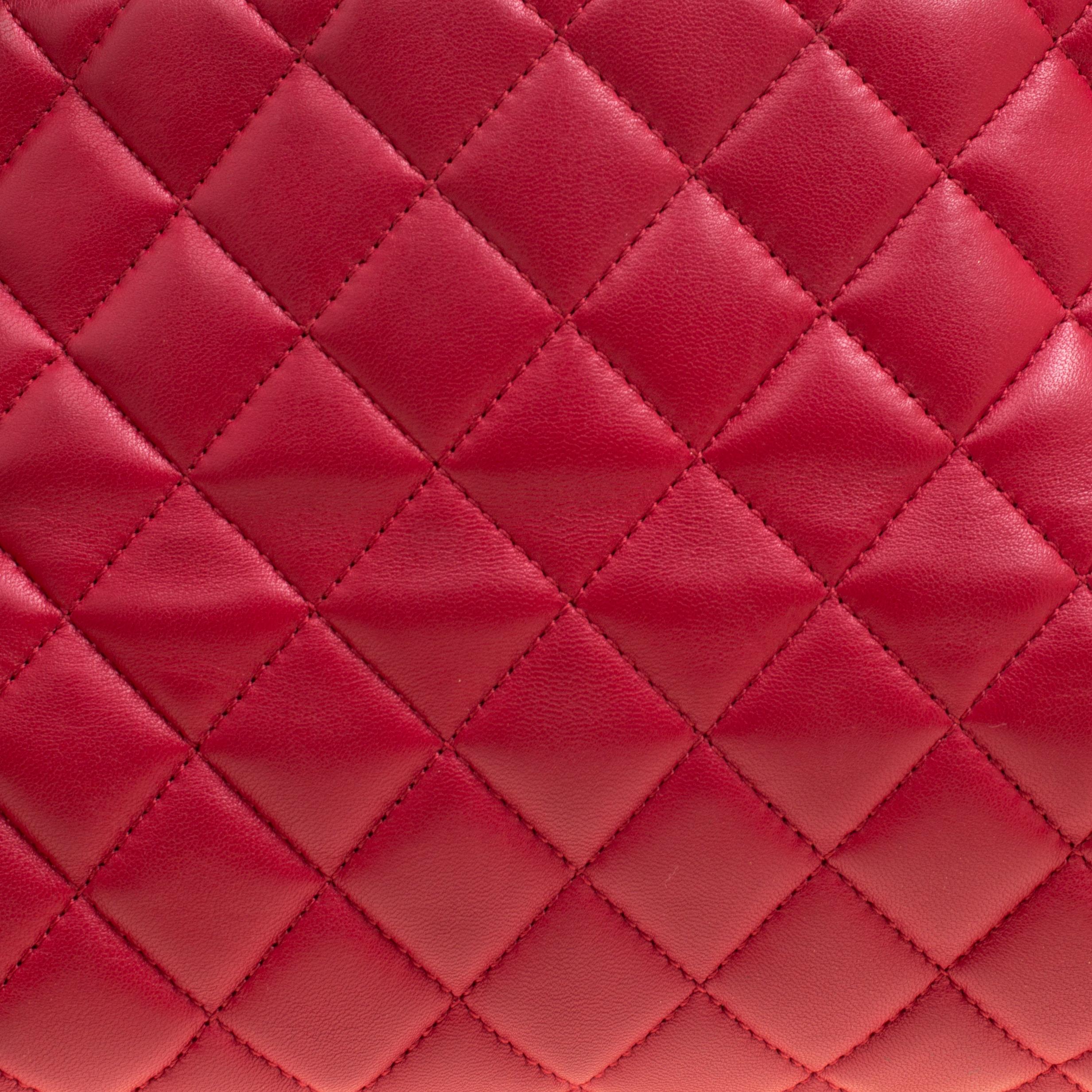 Chanel Red Quilted Leather Medium Just Mademoiselle Bowling Bag 7