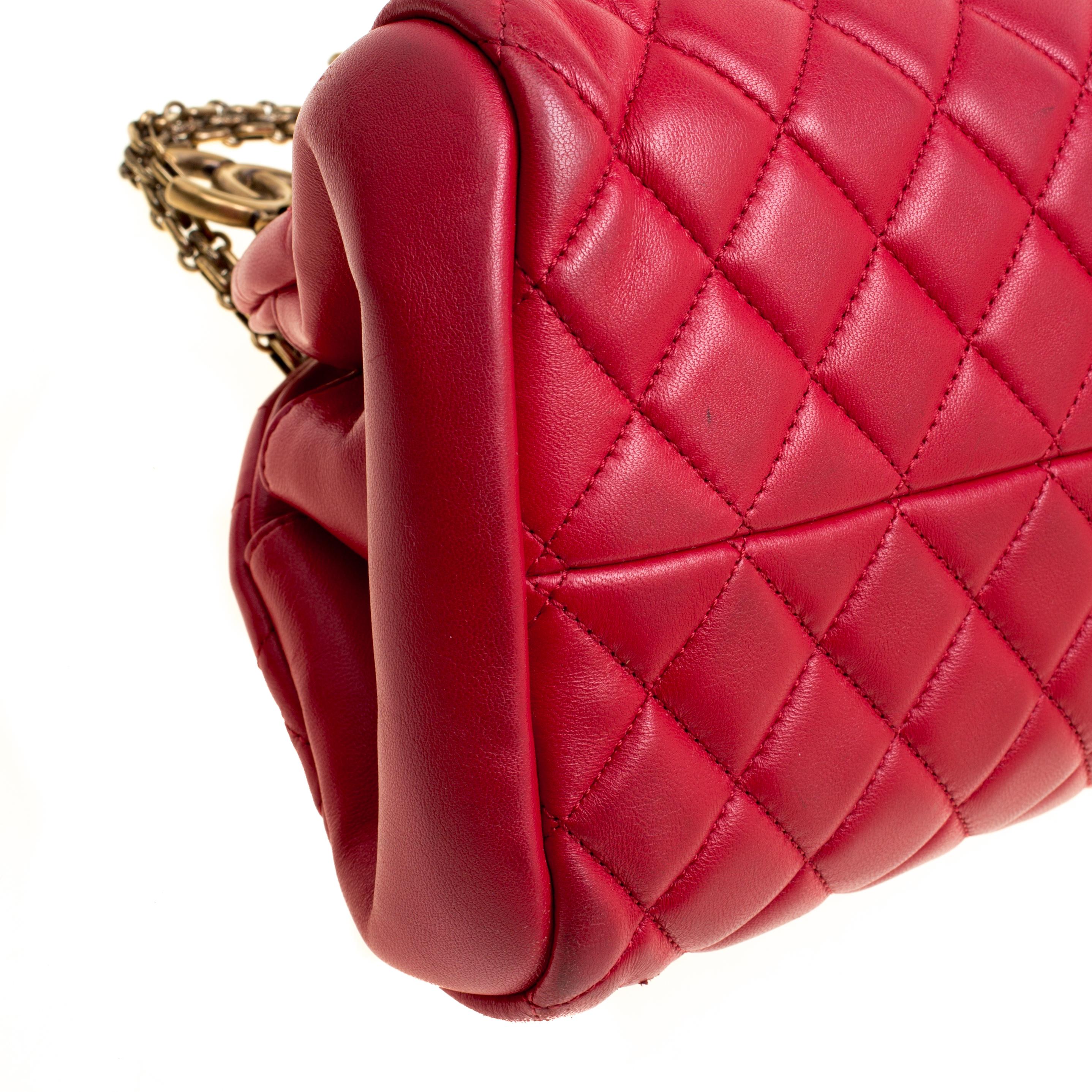 Chanel Red Quilted Leather Medium Just Mademoiselle Bowling Bag 2