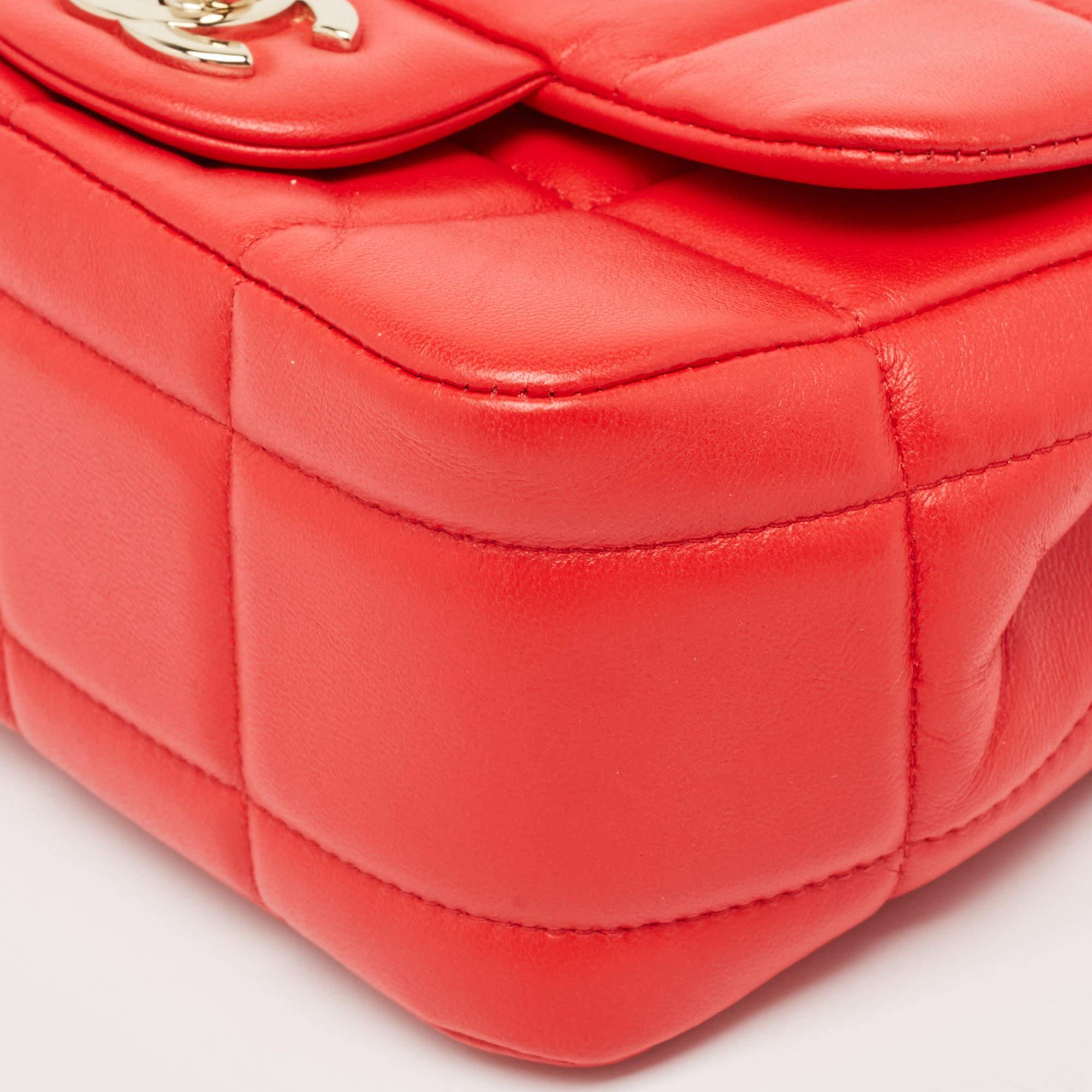 Chanel Red Quilted Leather Mini Monacoco Square Flap Bag 1
