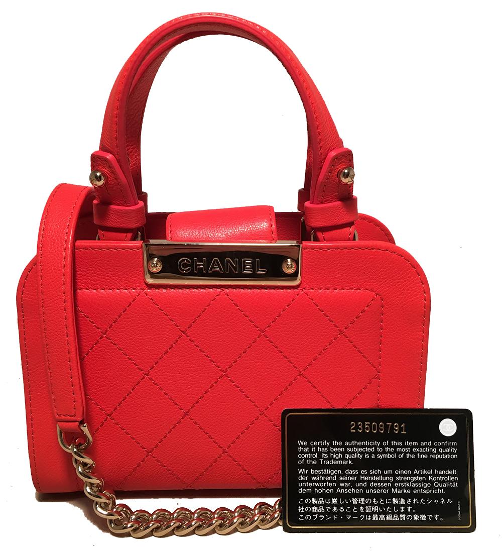 Chanel Red Quilted Leather Mini Shopping Tote Bag 8