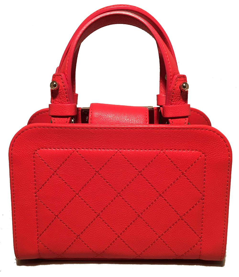 Chanel Red Quilted Leather Mini Shopping Tote Bag 1