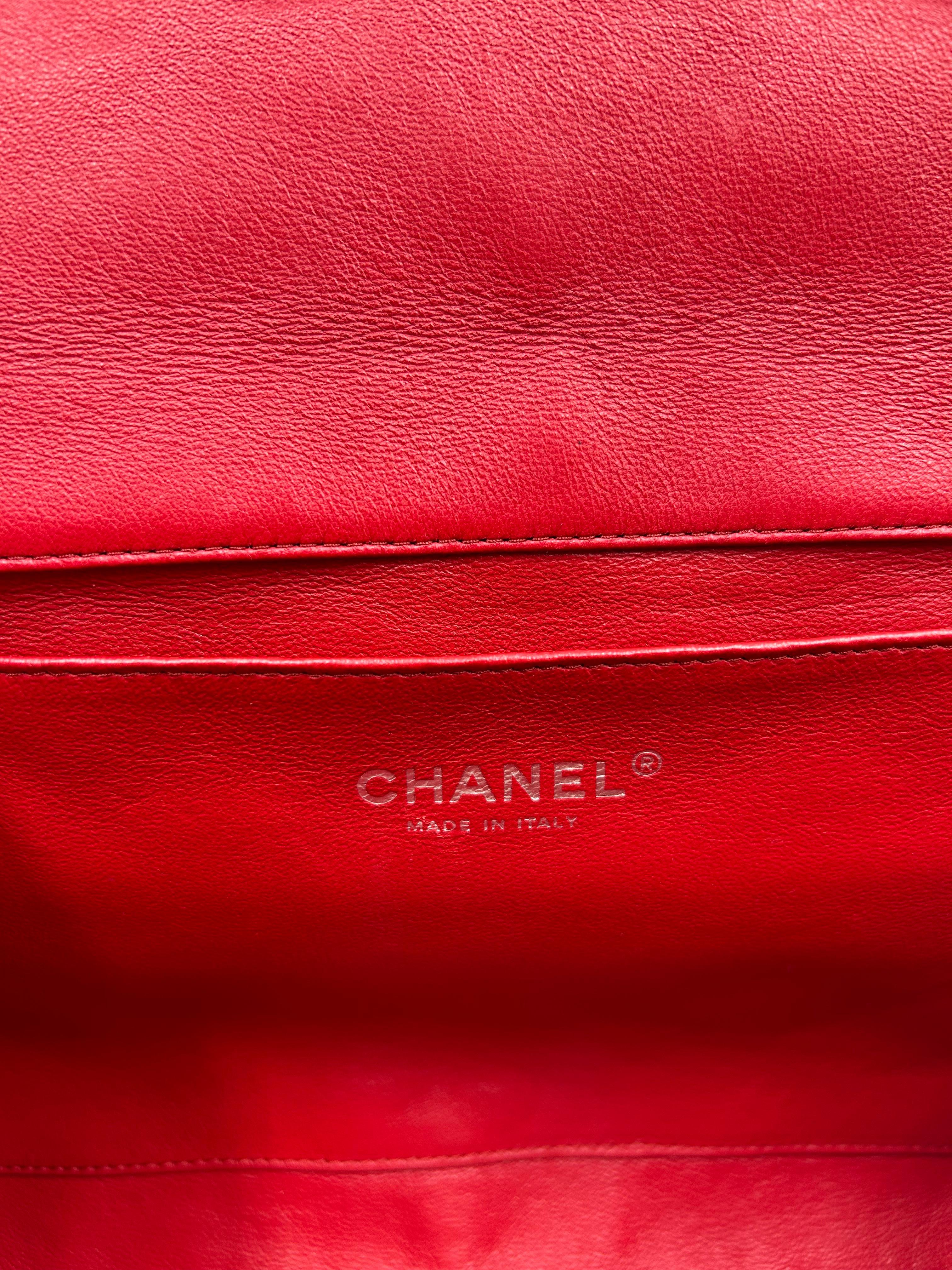 Chanel Rotes gestepptes Leder Neue Clutch Tasche 2013 im Angebot 6