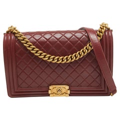 Chanel Red Quilted Leather New Medium Boy Bag